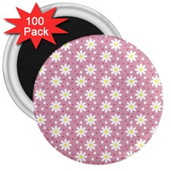 Daisy Dots Pink 3  Magnets (100 Pack)