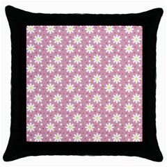 Daisy Dots Pink Throw Pillow Case (black)