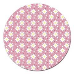 Daisy Dots Pink Magnet 5  (round) by snowwhitegirl