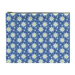 Daisy Dots Blue Cosmetic Bag (xl) by snowwhitegirl