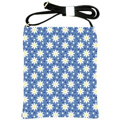 Daisy Dots Blue Shoulder Sling Bags by snowwhitegirl