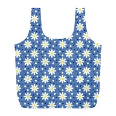 Daisy Dots Blue Full Print Recycle Bags (l) 