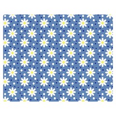 Daisy Dots Blue Double Sided Flano Blanket (medium) 