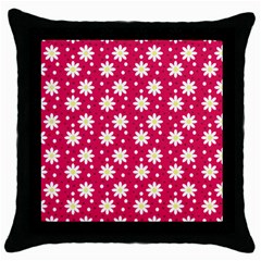 Daisy Dots Light Red Throw Pillow Case (black) by snowwhitegirl