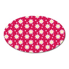 Daisy Dots Light Red Oval Magnet by snowwhitegirl