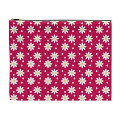 Daisy Dots Light Red Cosmetic Bag (xl)