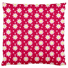 Daisy Dots Light Red Large Flano Cushion Case (two Sides)