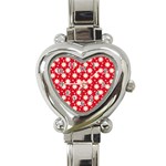 Daisy Dots Red Heart Italian Charm Watch Front