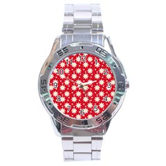 Daisy Dots Red Stainless Steel Analogue Watch by snowwhitegirl