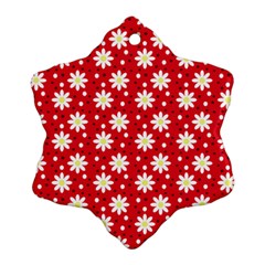Daisy Dots Red Snowflake Ornament (two Sides) by snowwhitegirl