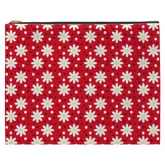 Daisy Dots Red Cosmetic Bag (xxxl)  by snowwhitegirl