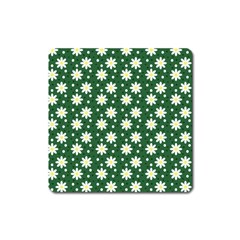 Daisy Dots Green Square Magnet