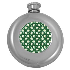 Daisy Dots Green Round Hip Flask (5 Oz) by snowwhitegirl