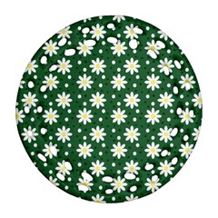 Daisy Dots Green Ornament (round Filigree) by snowwhitegirl