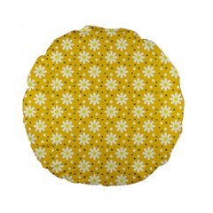 Daisy Dots Yellow Standard 15  Premium Flano Round Cushions by snowwhitegirl