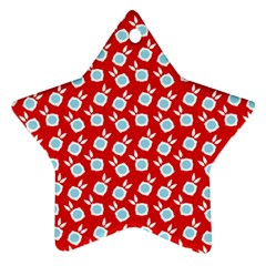 Square Flowers Red Star Ornament (two Sides)