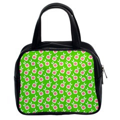 Square Flowers Green Classic Handbags (2 Sides)