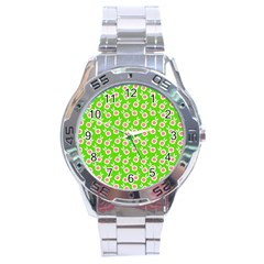 Square Flowers Green Stainless Steel Analogue Watch