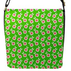 Square Flowers Green Flap Messenger Bag (s) by snowwhitegirl