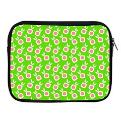 Square Flowers Green Apple Ipad 2/3/4 Zipper Cases