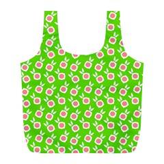 Square Flowers Green Full Print Recycle Bags (l)  by snowwhitegirl