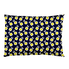 Square Flowers Navy Blue Pillow Case (two Sides)