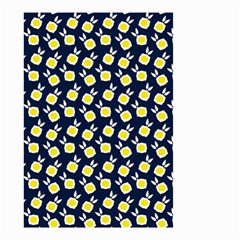 Square Flowers Navy Blue Small Garden Flag (two Sides)