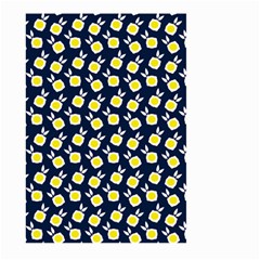 Square Flowers Navy Blue Large Garden Flag (two Sides) by snowwhitegirl