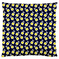 Square Flowers Navy Blue Large Flano Cushion Case (one Side)