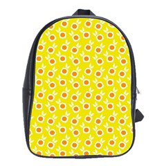 Square Flowers Yellow School Bag (large)