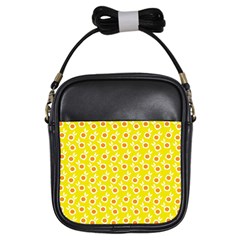 Square Flowers Yellow Girls Sling Bags by snowwhitegirl