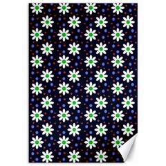 Daisy Dots Navy Blue Canvas 12  X 18  