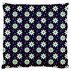 Daisy Dots Navy Blue Large Cushion Case (one Side)