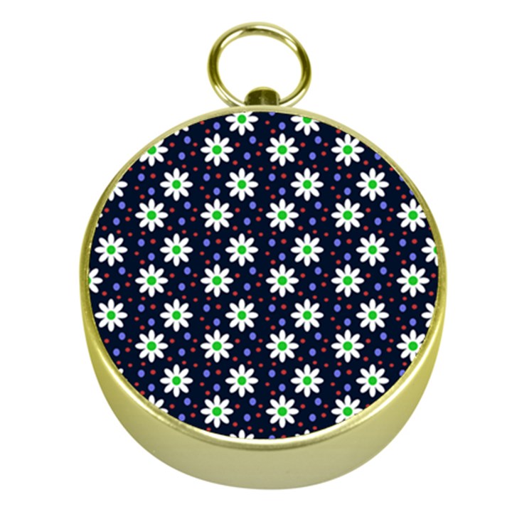 Daisy Dots Navy Blue Gold Compasses