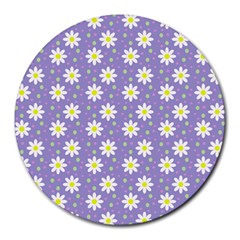 Daisy Dots Violet Round Mousepads by snowwhitegirl