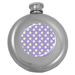 Daisy Dots Violet Round Hip Flask (5 Oz)