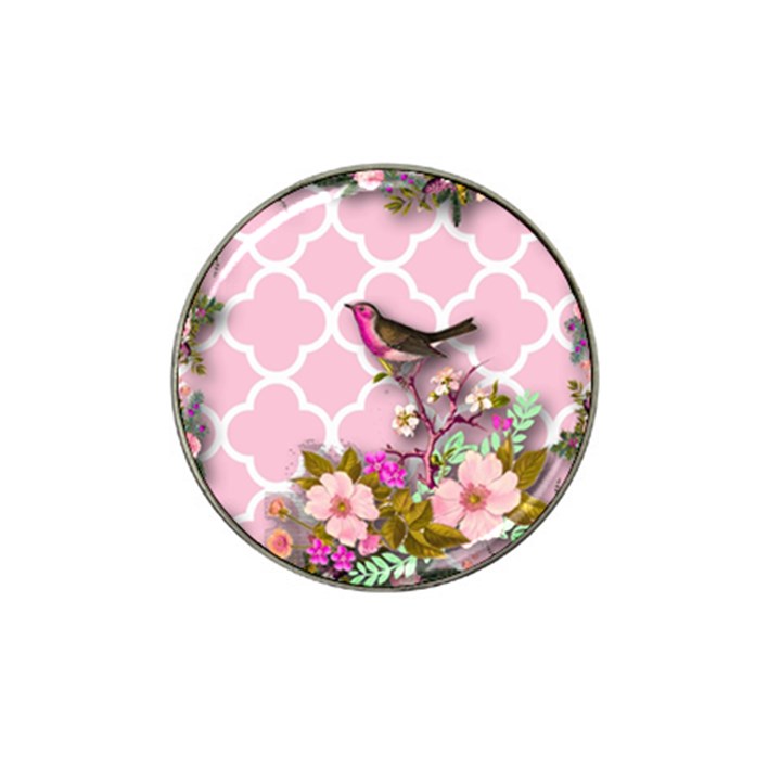 shabby chic,floral,bird,pink,collage Hat Clip Ball Marker (4 pack)