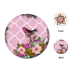 Shabby Chic,floral,bird,pink,collage Playing Cards (round)  by NouveauDesign