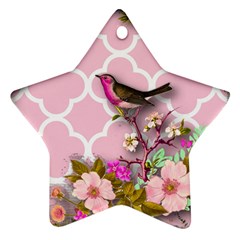 Shabby Chic,floral,bird,pink,collage Star Ornament (two Sides) by NouveauDesign
