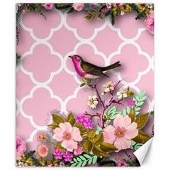 Shabby Chic,floral,bird,pink,collage Canvas 8  X 10 