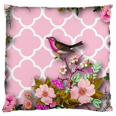 Shabby Chic,floral,bird,pink,collage Large Cushion Case (two Sides)