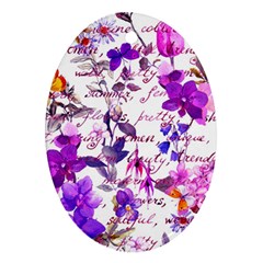 Ultra Violet,shabby Chic,flowers,floral,vintage,typography,beautiful Feminine,girly,pink,purple Ornament (oval) by NouveauDesign