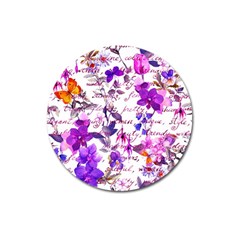 Ultra Violet,shabby Chic,flowers,floral,vintage,typography,beautiful Feminine,girly,pink,purple Magnet 3  (round) by NouveauDesign