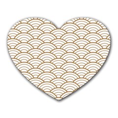 Gold,white,art Deco,vintage,shell Pattern,asian Pattern,elegant,chic,beautiful Heart Mousepads