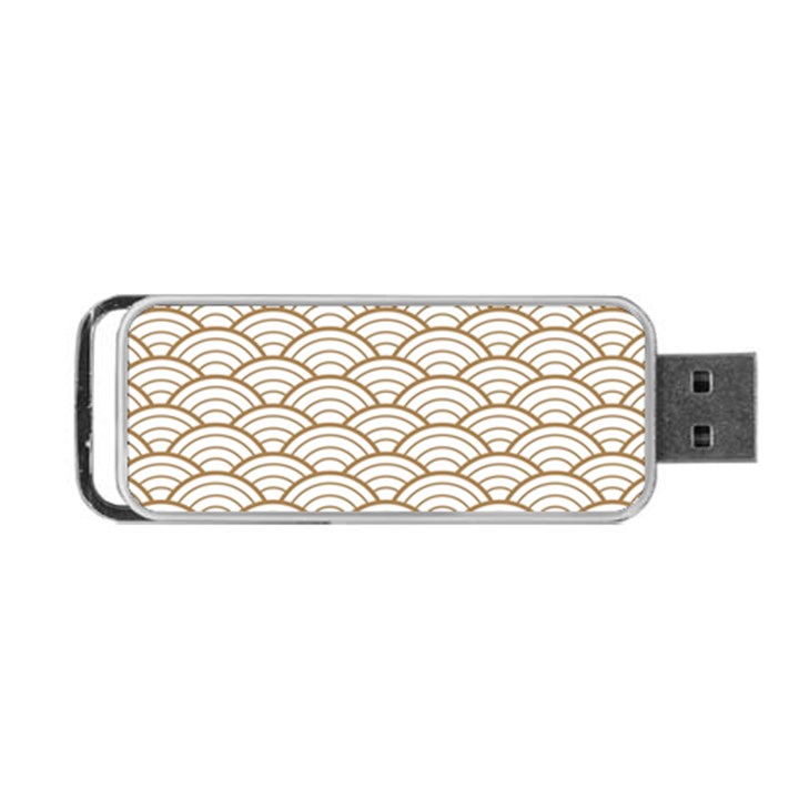 gold,white,art deco,vintage,shell pattern,asian pattern,elegant,chic,beautiful Portable USB Flash (One Side)