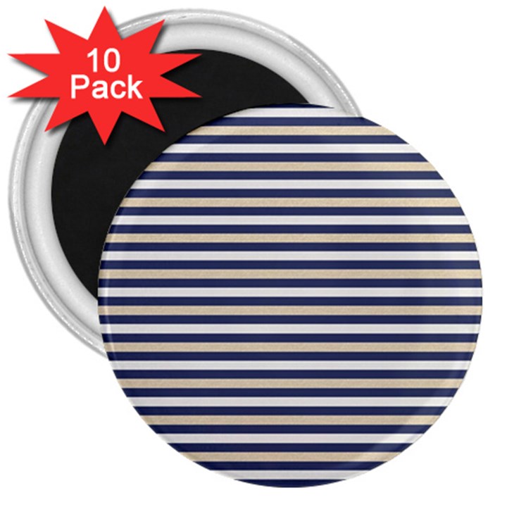 Royal Gold Classic Stripes 3  Magnets (10 pack) 