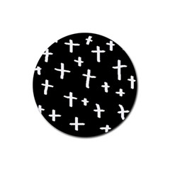 White Cross Rubber Coaster (round) 