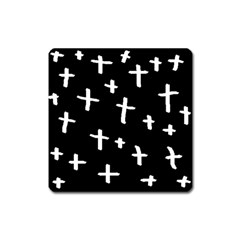 White Cross Square Magnet