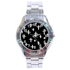 White Cross Stainless Steel Analogue Watch by snowwhitegirl