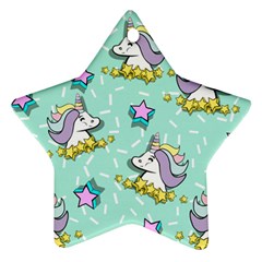 Magical Happy Unicorn And Stars Star Ornament (two Sides) by Bigfootshirtshop